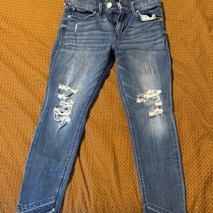 Express Blue Distressed Skinny Jeans